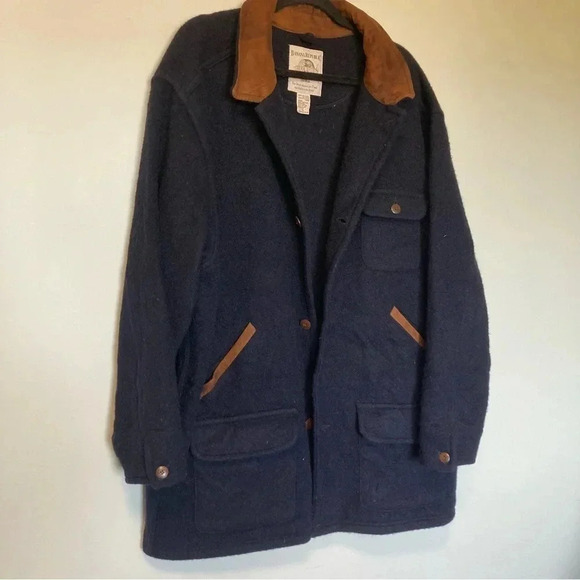 Banana Republic Adventure outfitters travel clothing vintage wool leather coat - Picture 1 of 6